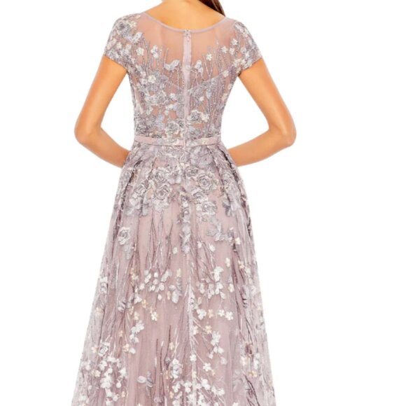 MAC DUGGAL 20405 EMBELLISHED FLORAL CAP SLEEVE A-LINE LILLAC GOWN sz 24 - Picture 4 of 5
